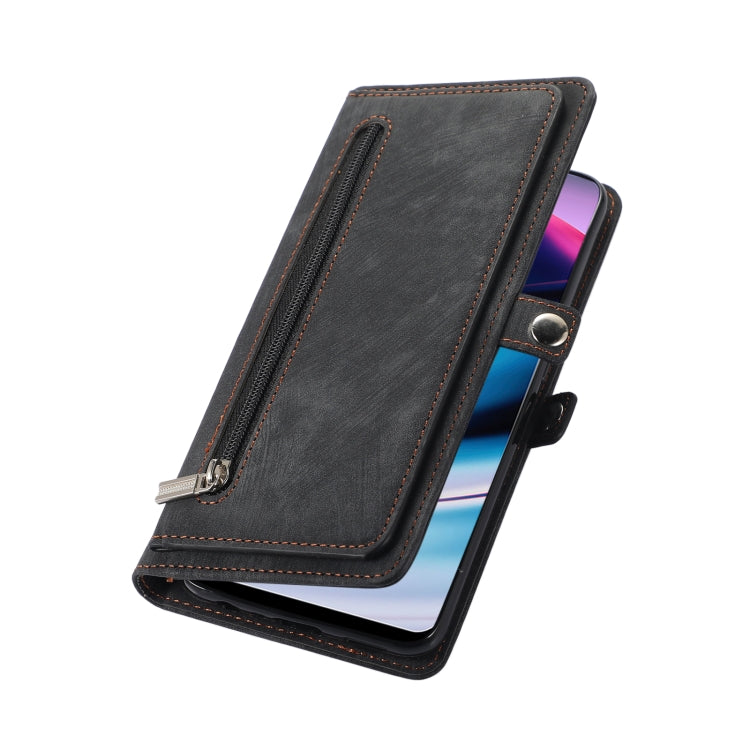 For OnePlus Nord N20 5G Zipper Card Slot Buckle Wallet Leather Phone Case