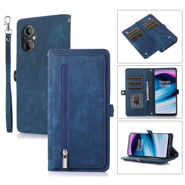 For OnePlus Nord N20 5G Zipper Card Slot Buckle Wallet Leather Phone Case