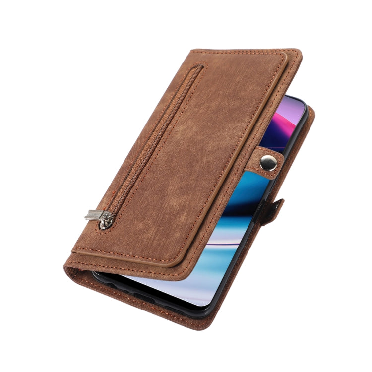 For OnePlus 10 Pro 5G Zipper Card Slot Buckle Wallet Leather Phone Case