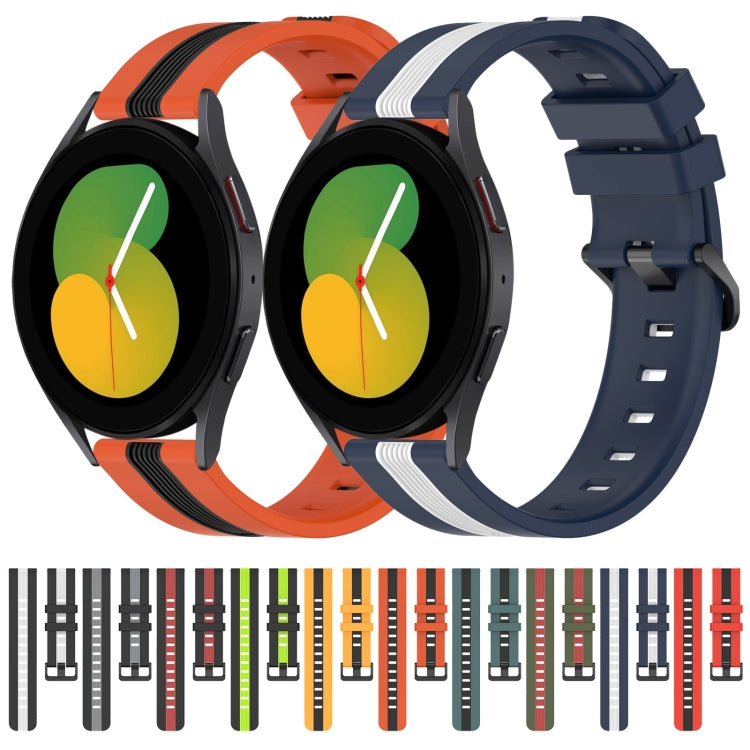 For Samsung Galaxy Watch5 44mm 20mm Vertical Two-Color Silicone Watch Band
