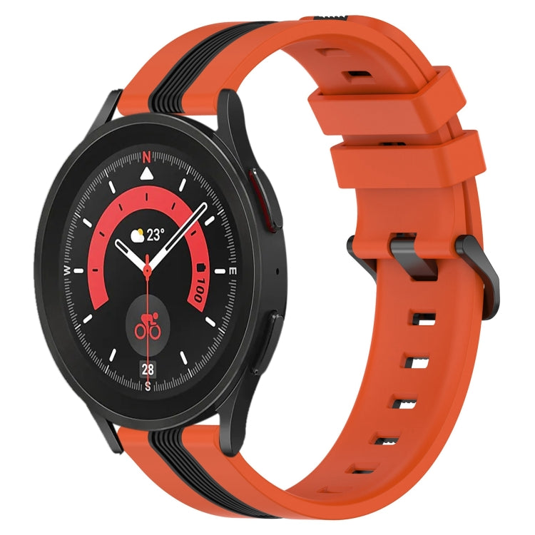 For Samsung Galaxy Watch5 Pro 45mm 20mm Vertical Two-Color Silicone Watch Band