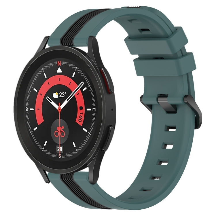 For Samsung Galaxy Watch5 Pro 45mm 20mm Vertical Two-Color Silicone Watch Band