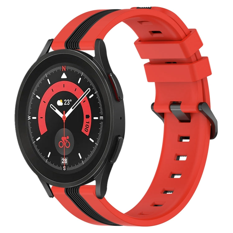 For Samsung Galaxy Watch5 Pro 45mm 20mm Vertical Two-Color Silicone Watch Band