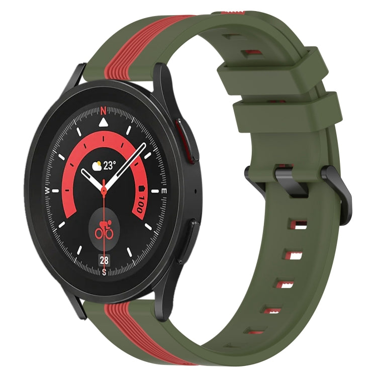 For Samsung Galaxy Watch5 Pro 45mm 20mm Vertical Two-Color Silicone Watch Band