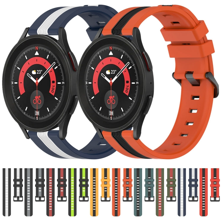 For Samsung Galaxy Watch5 Pro 45mm 20mm Vertical Two-Color Silicone Watch Band