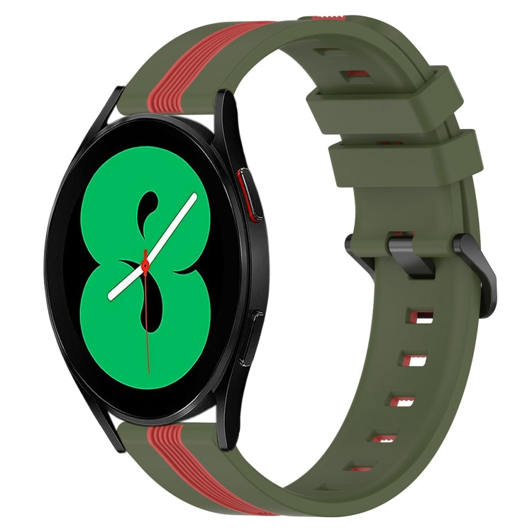 For Samsung Galaxy Watch4 44mm 20mm Vertical Two-Color Silicone Watch Band