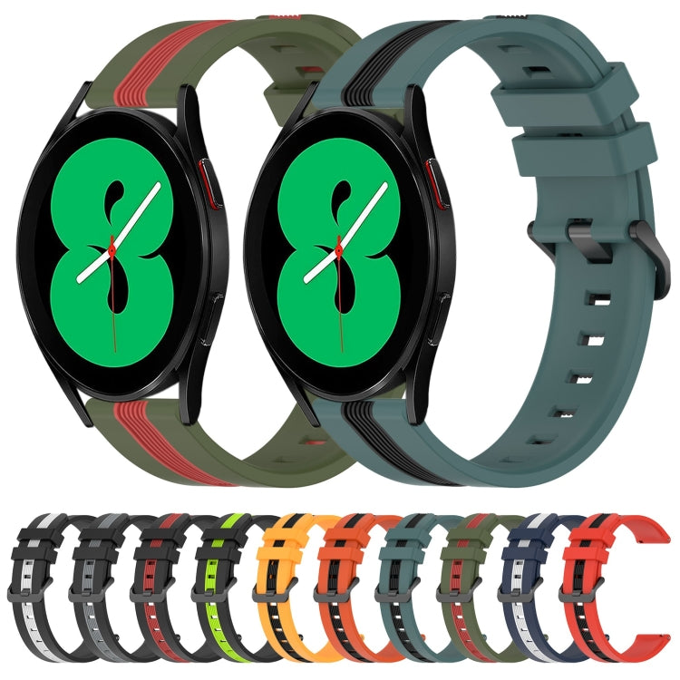 For Samsung Galaxy Watch4 44mm 20mm Vertical Two-Color Silicone Watch Band