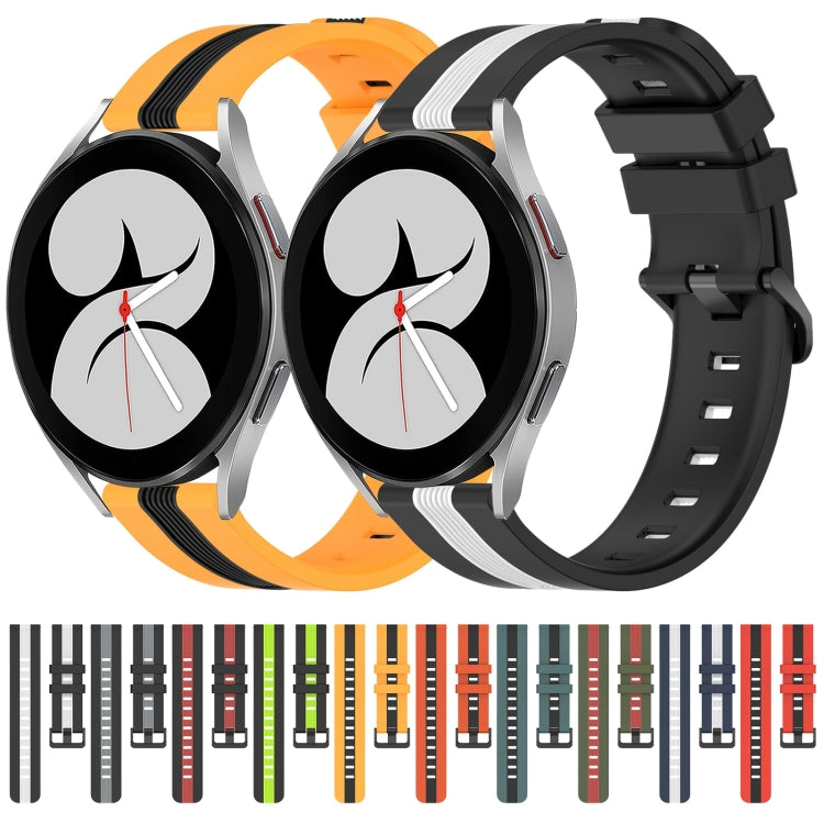 For Samsung Galaxy Watch4 40mm 20mm Vertical Two-Color Silicone Watch Band