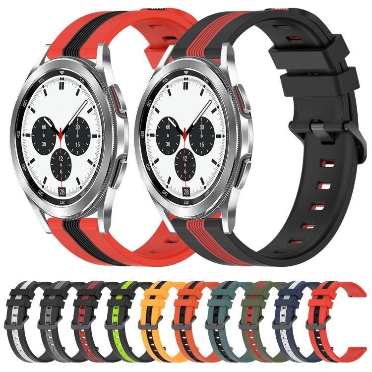 For Samsung  Galaxy Watch4 Classic 42mm 20mm Vertical Two-Color Silicone Watch Band