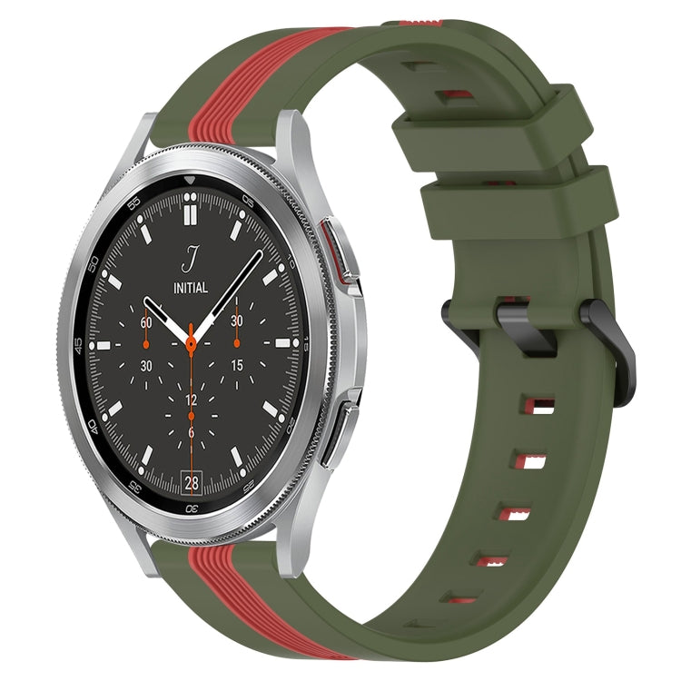 For Samsung  Galaxy Watch4 Classic 46mm 20mm Vertical Two-Color Silicone Watch Band