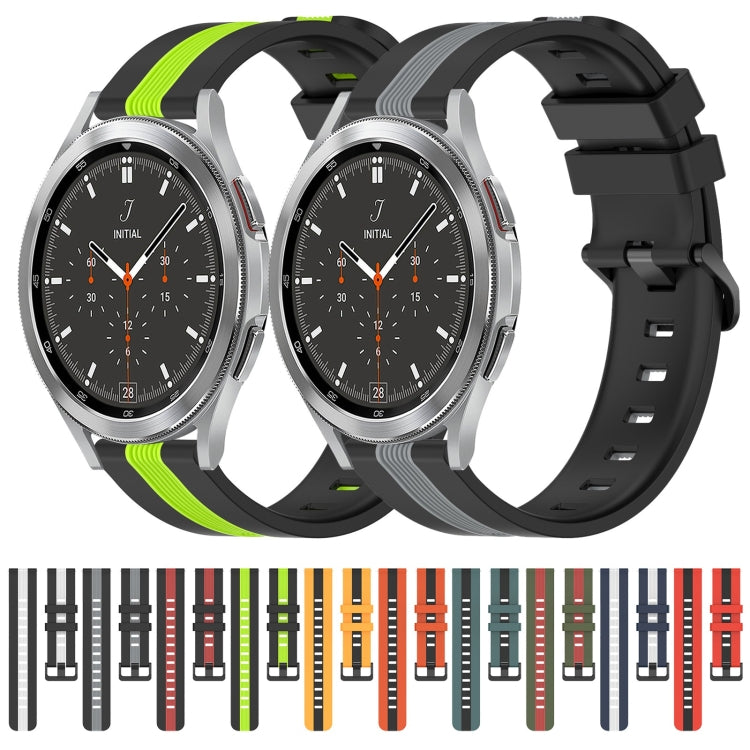 For Samsung  Galaxy Watch4 Classic 46mm 20mm Vertical Two-Color Silicone Watch Band