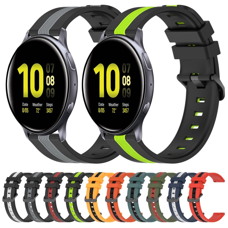 For Samsung Galaxy Watch Active2 40mm 20mm Vertical Two-Color Silicone Watch Band