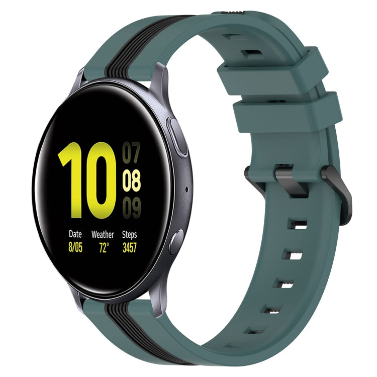For Samsung Galaxy Watch Active2 44mm 20mm Vertical Two-Color Silicone Watch Band