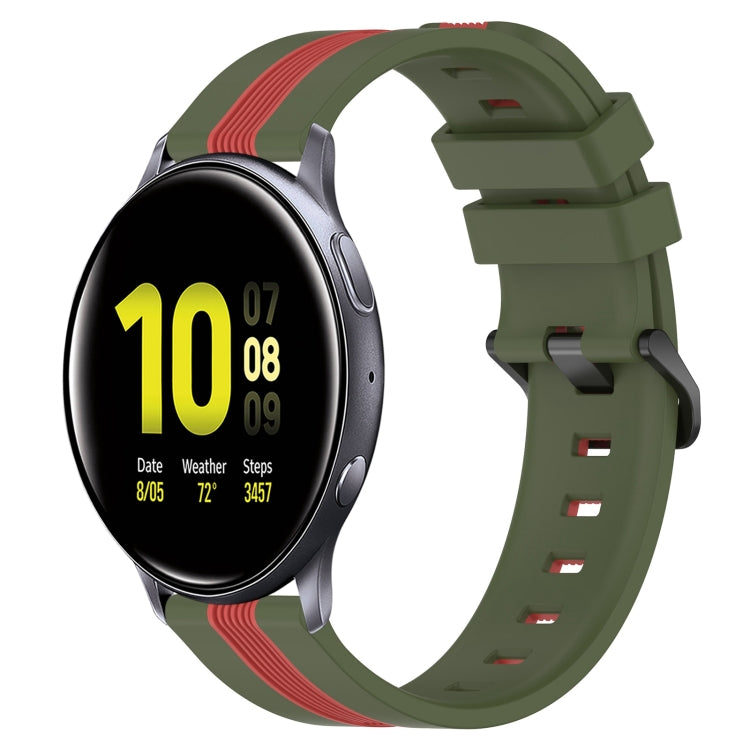 For Samsung Galaxy Watch Active2 44mm 20mm Vertical Two-Color Silicone Watch Band