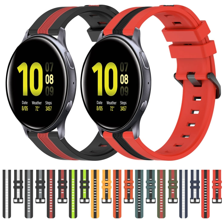 For Samsung Galaxy Watch Active2 44mm 20mm Vertical Two-Color Silicone Watch Band
