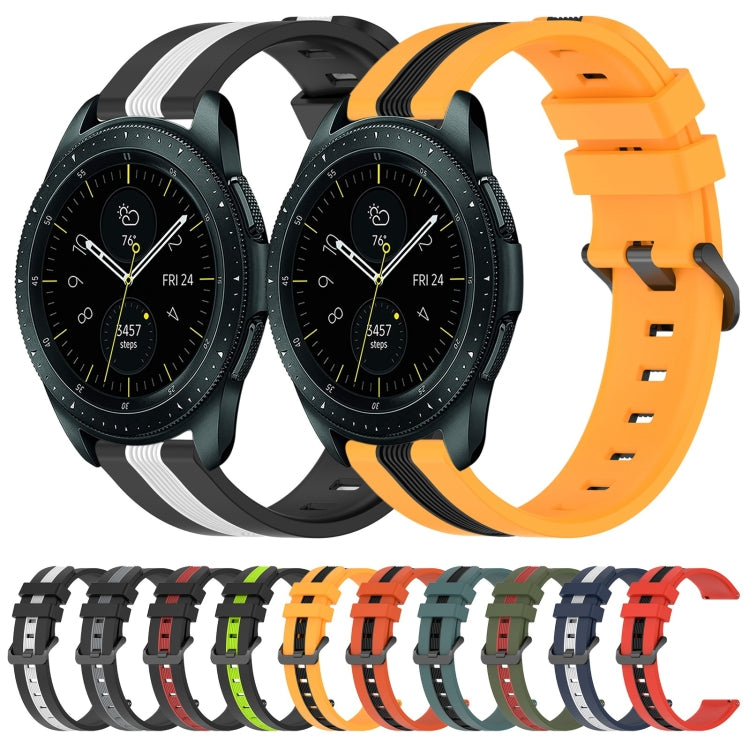 For Samsung Galaxy Watch 42mm 20mm Vertical Two-Color Silicone Watch Band
