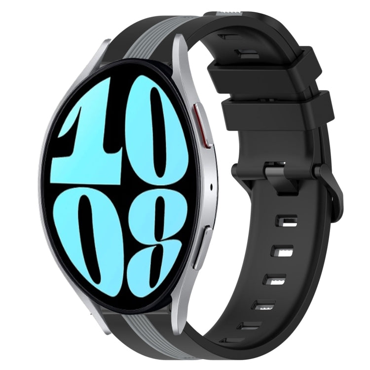 For Samsung Galaxy Watch 6 44mm 20mm Vertical Two-Color Silicone Watch Band
