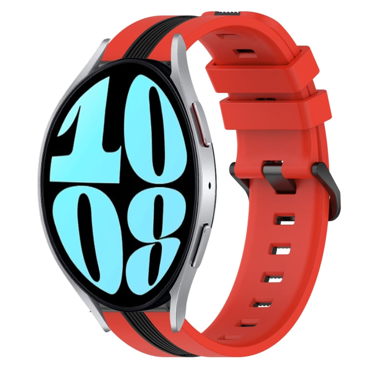 For Samsung Galaxy Watch 6 44mm 20mm Vertical Two-Color Silicone Watch Band