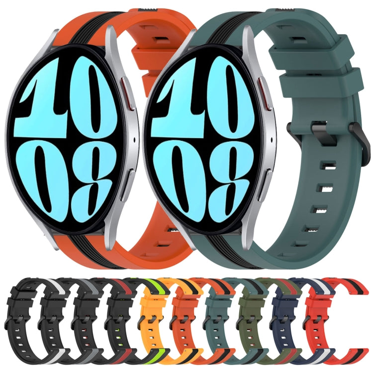 For Samsung Galaxy Watch 6 44mm 20mm Vertical Two-Color Silicone Watch Band