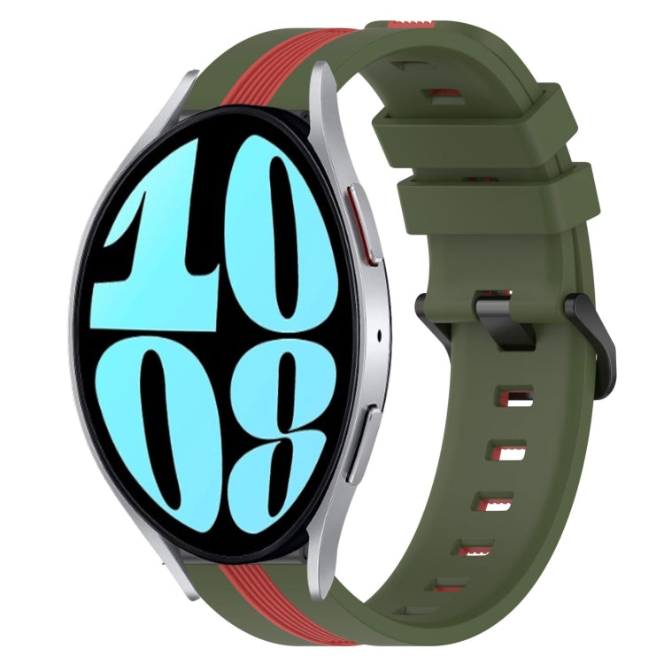 For Samsung Galaxy Watch 6 40mm 20mm Vertical Two-Color Silicone Watch Band