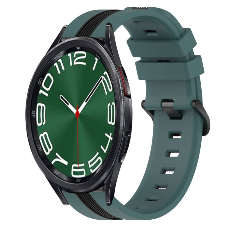 For Samsung Galaxy Watch 6 Classic 43mm 20mm Vertical Two-Color Silicone Watch Band