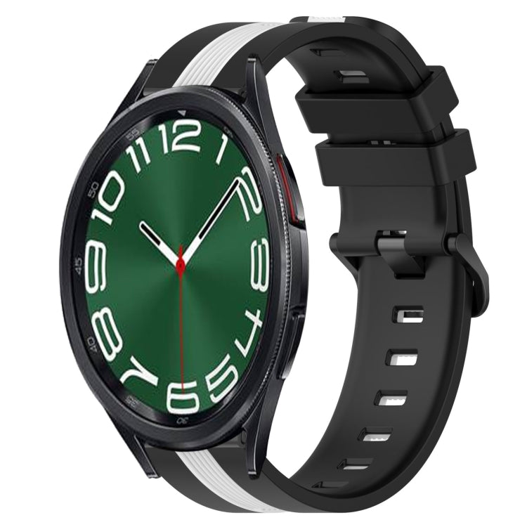For Samsung Galaxy Watch 6 Classic 43mm 20mm Vertical Two-Color Silicone Watch Band