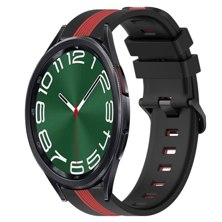 For Samsung Galaxy Watch 6 Classic 43mm 20mm Vertical Two-Color Silicone Watch Band