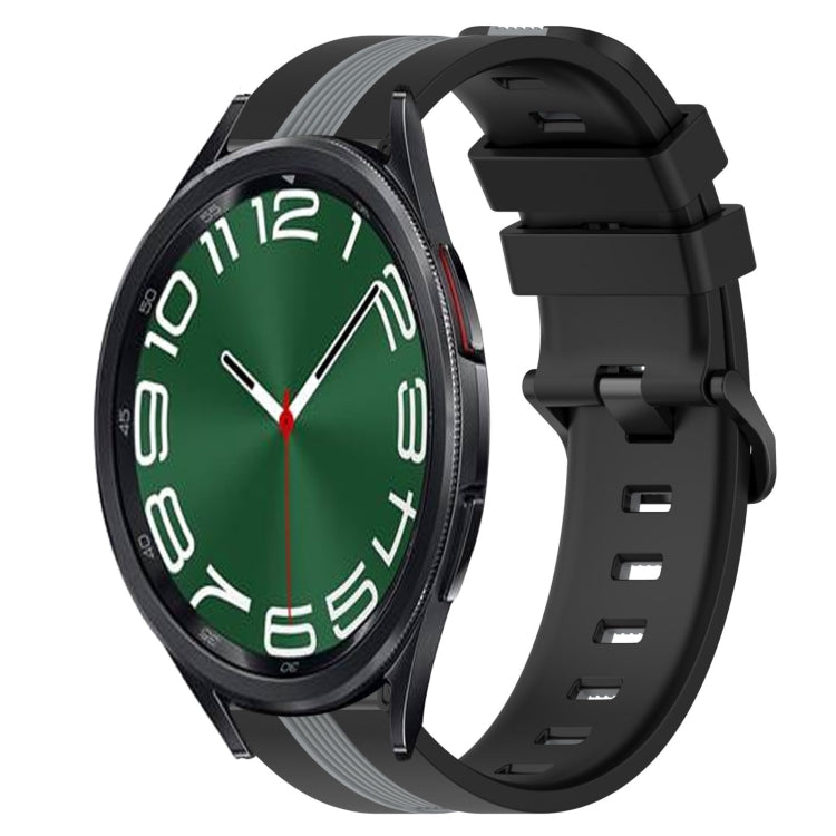For Samsung Galaxy Watch 6 Classic 43mm 20mm Vertical Two-Color Silicone Watch Band