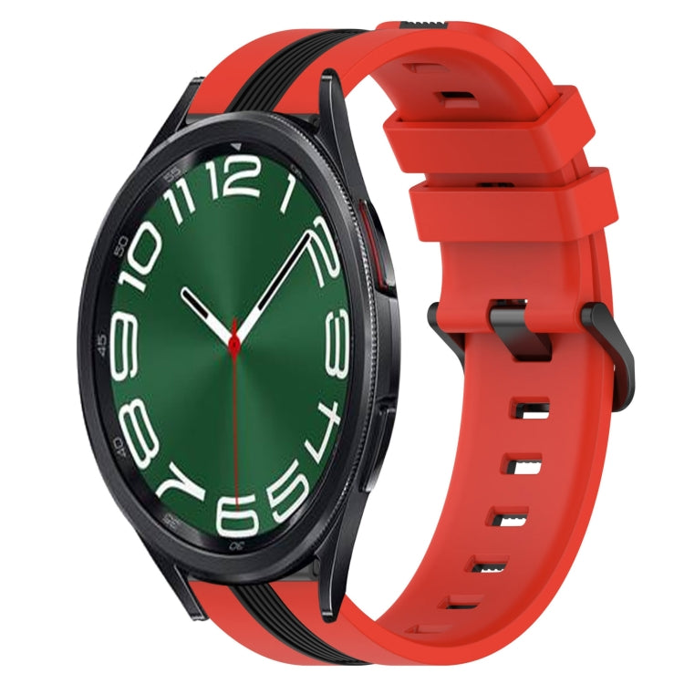 For Samsung Galaxy Watch 6 Classic 43mm 20mm Vertical Two-Color Silicone Watch Band