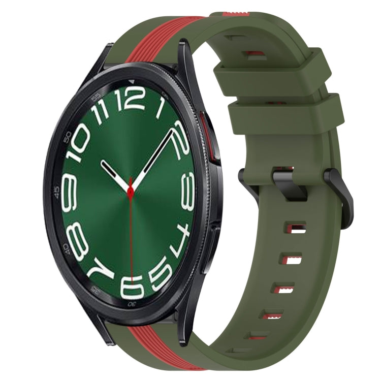 For Samsung Galaxy Watch 6 Classic 43mm 20mm Vertical Two-Color Silicone Watch Band