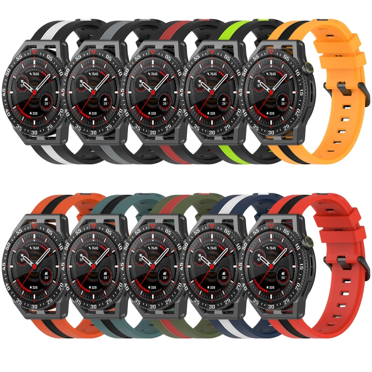 For Samsung Galaxy Watch 6 Classic 43mm 20mm Vertical Two-Color Silicone Watch Band