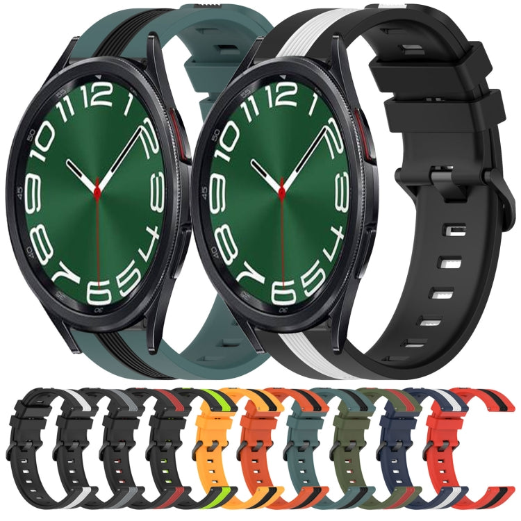 For Samsung Galaxy Watch 6 Classic 43mm 20mm Vertical Two-Color Silicone Watch Band