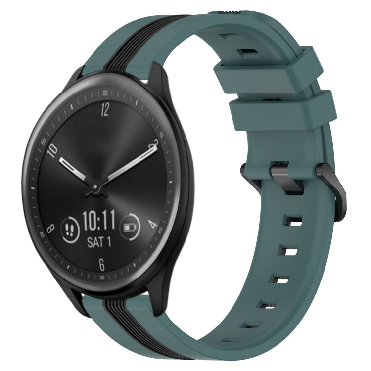 For Garmin Vivomove Sport 20mm Vertical Two-Color Silicone Watch Band