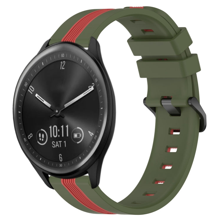 For Garmin Vivomove Sport 20mm Vertical Two-Color Silicone Watch Band