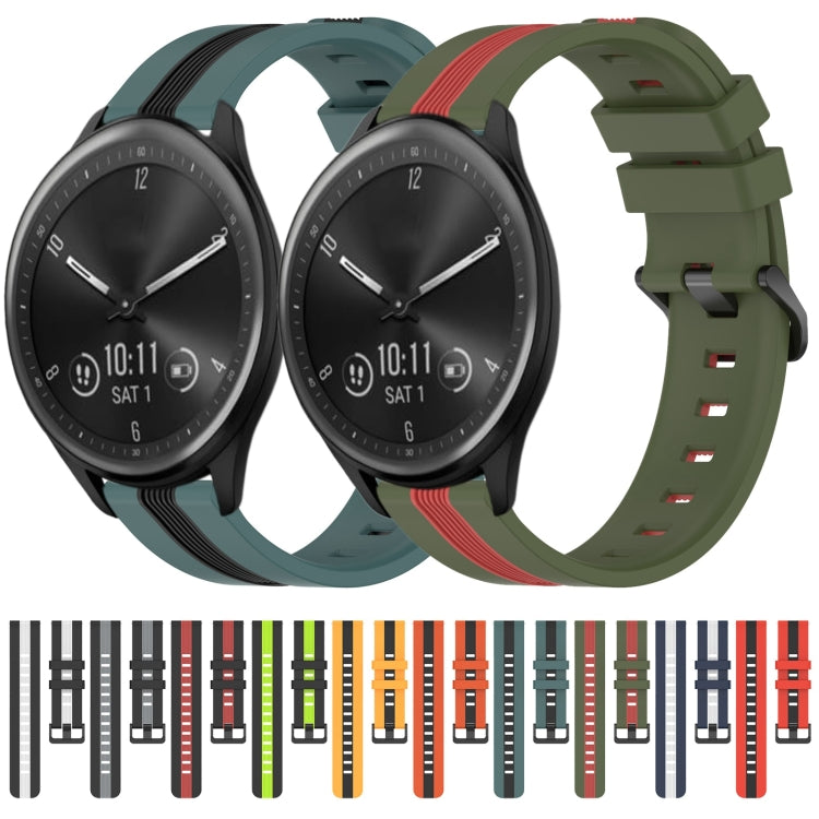 For Garmin Vivomove Sport 20mm Vertical Two-Color Silicone Watch Band