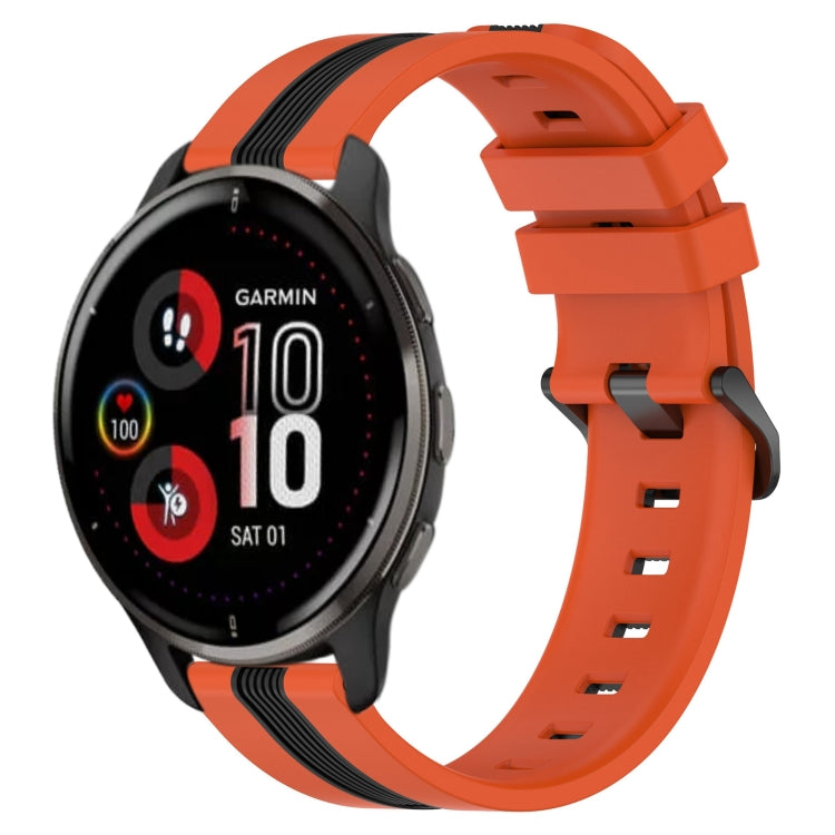 For Garmin Venu 2 Plus 20mm Vertical Two-Color Silicone Watch Band