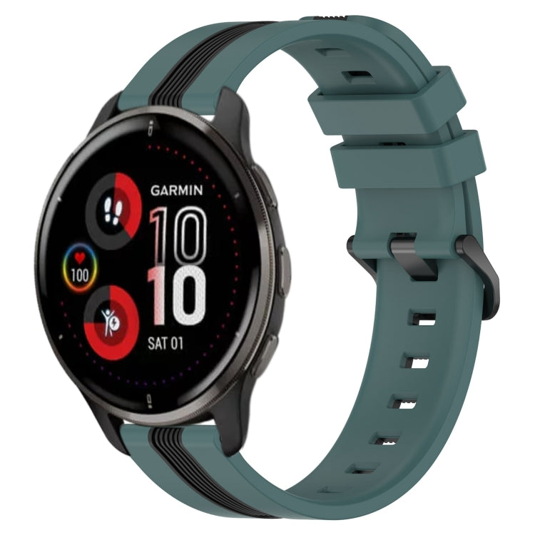 For Garmin Venu 2 Plus 20mm Vertical Two-Color Silicone Watch Band