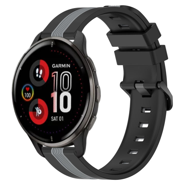 For Garmin Venu 2 Plus 20mm Vertical Two-Color Silicone Watch Band