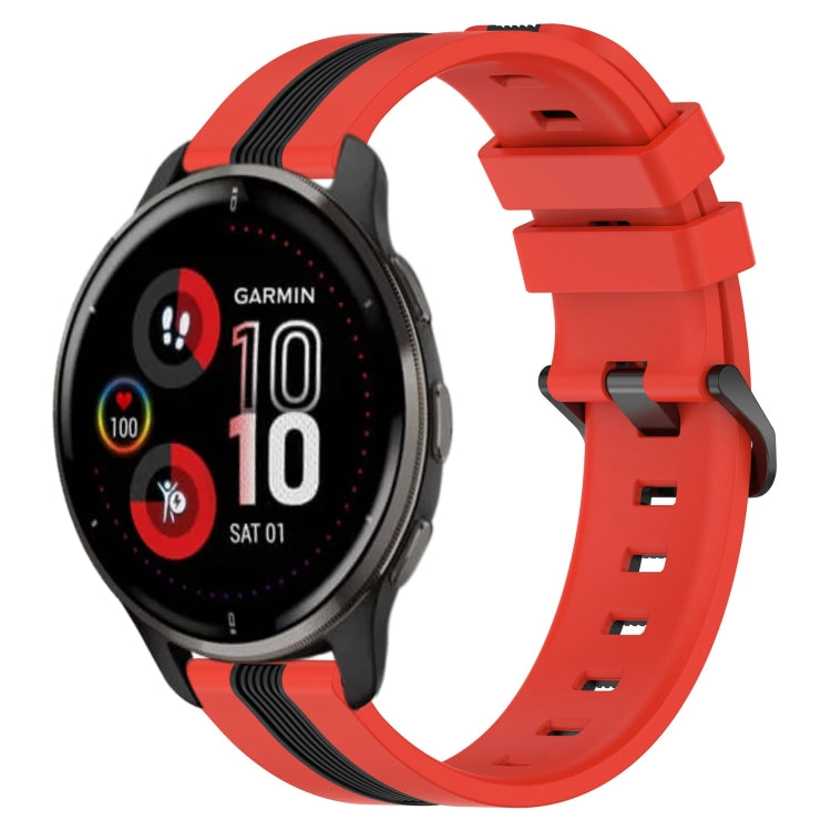 For Garmin Venu 2 Plus 20mm Vertical Two-Color Silicone Watch Band
