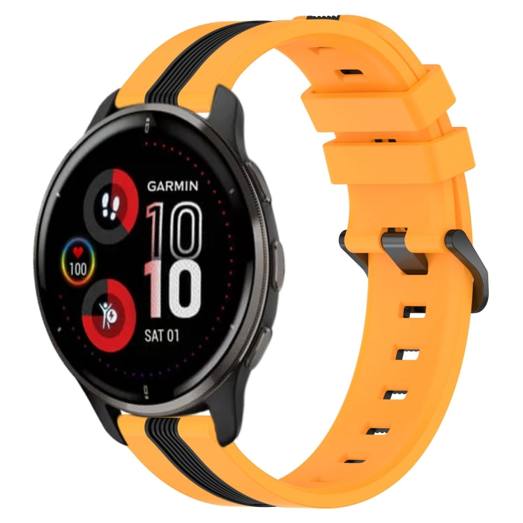 For Garmin Venu 2 Plus 20mm Vertical Two-Color Silicone Watch Band