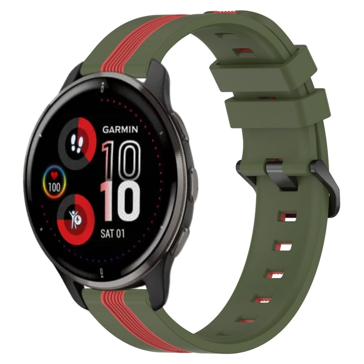 For Garmin Venu 2 Plus 20mm Vertical Two-Color Silicone Watch Band