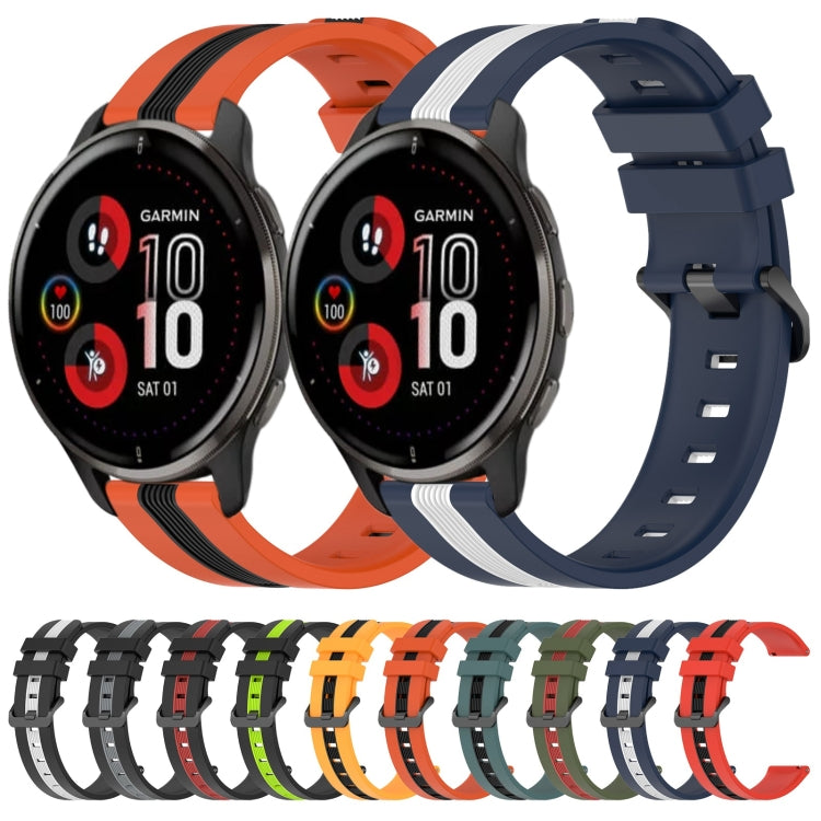 For Garmin Venu 2 Plus 20mm Vertical Two-Color Silicone Watch Band