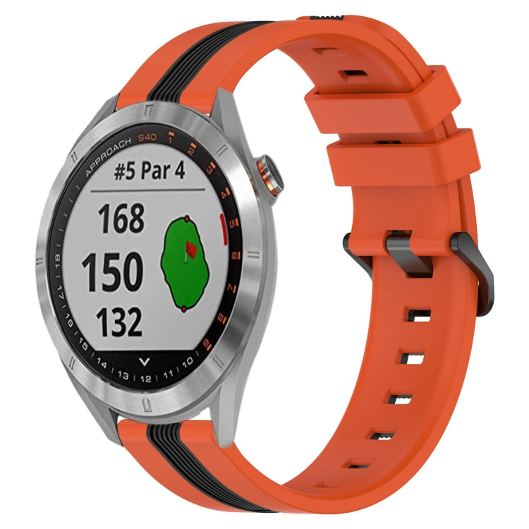For Garmin Approach S40 20mm Vertical Two-Color Silicone Watch Band