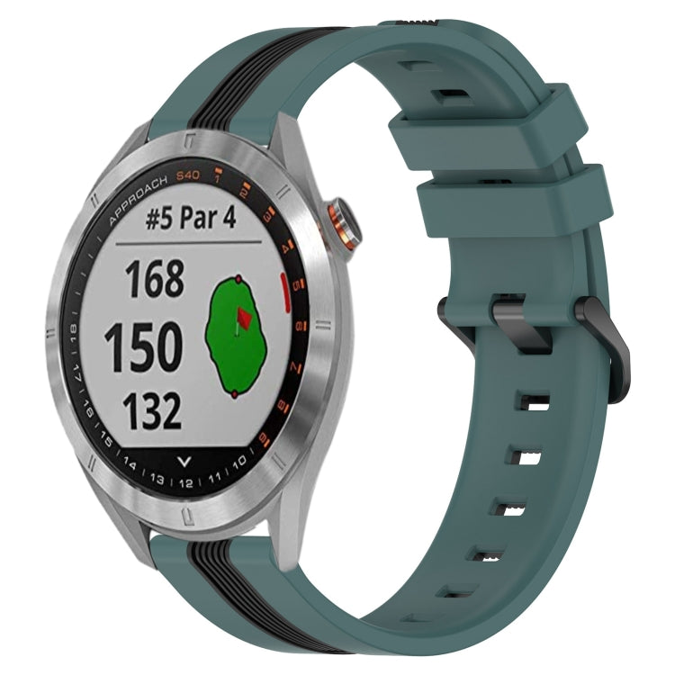 For Garmin Approach S40 20mm Vertical Two-Color Silicone Watch Band