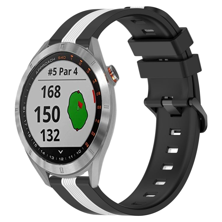 For Garmin Approach S40 20mm Vertical Two-Color Silicone Watch Band