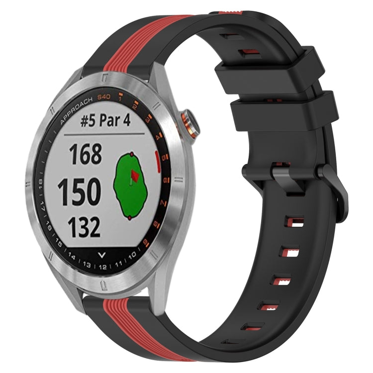 For Garmin Approach S40 20mm Vertical Two-Color Silicone Watch Band