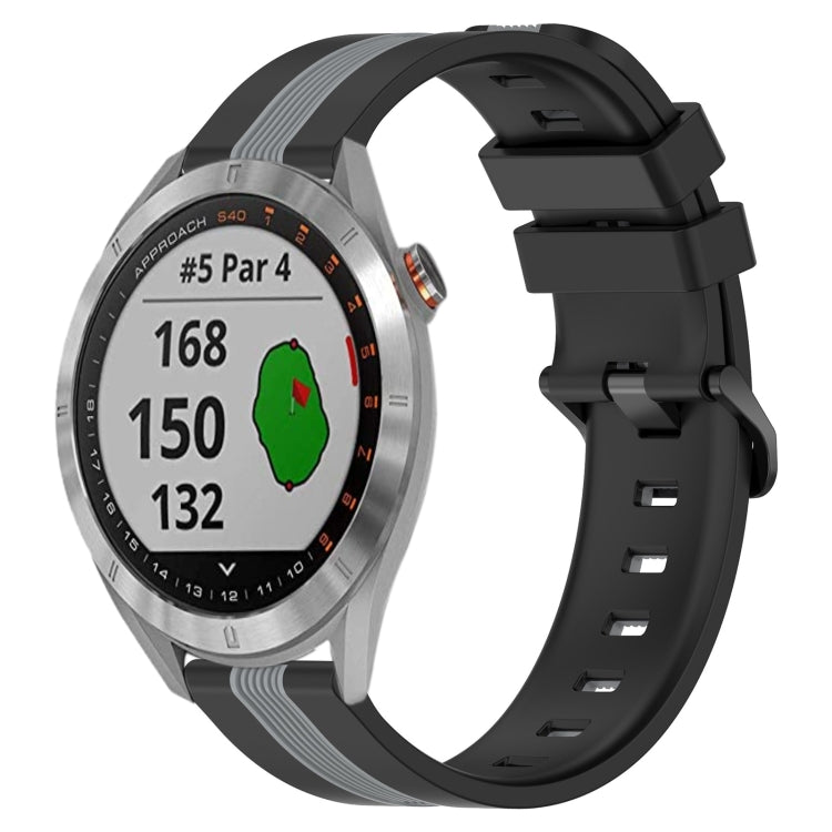 For Garmin Approach S40 20mm Vertical Two-Color Silicone Watch Band