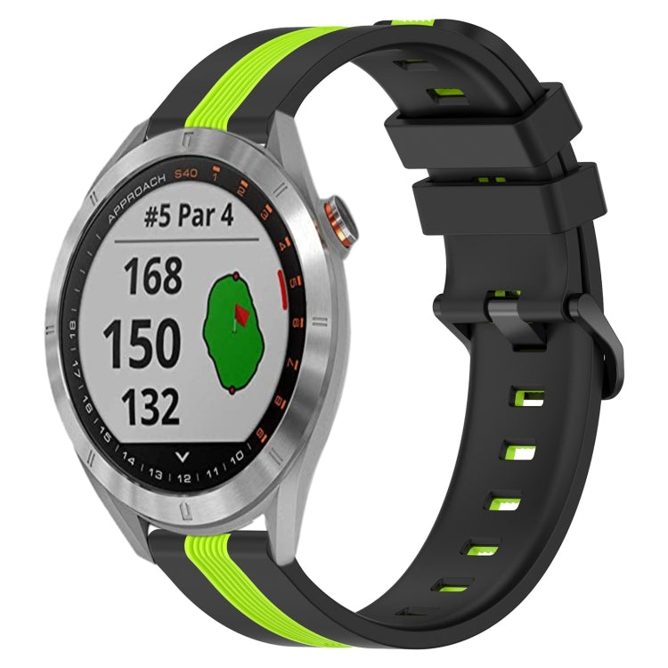 For Garmin Approach S40 20mm Vertical Two-Color Silicone Watch Band