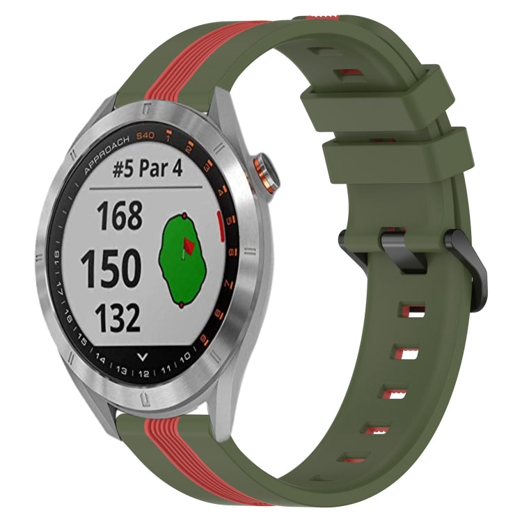 For Garmin Approach S40 20mm Vertical Two-Color Silicone Watch Band
