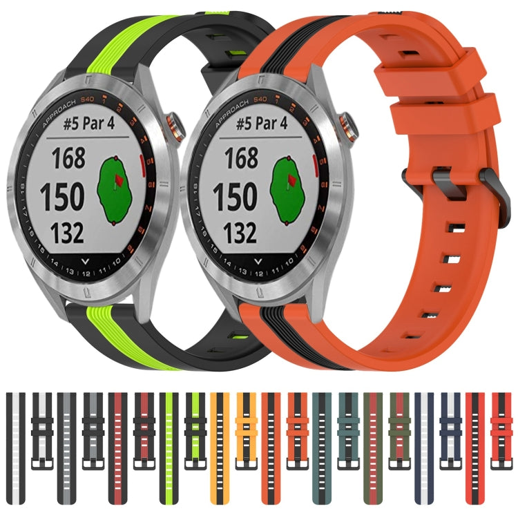 For Garmin Approach S40 20mm Vertical Two-Color Silicone Watch Band